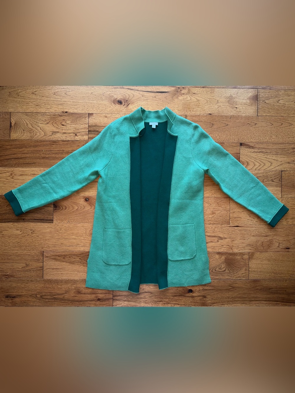 J. Jill Two-Toned Green Open Knit Cardigan Sweater Size SP